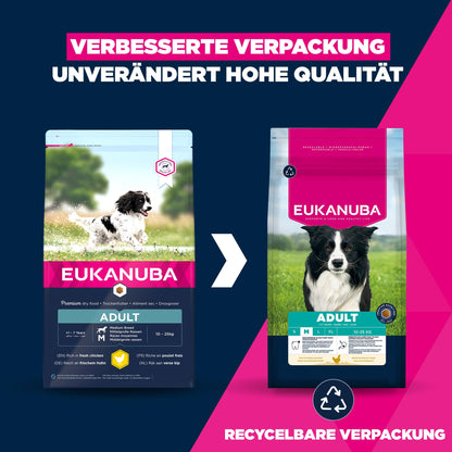 Eukanuba Trockenfutter mit frischem Huhn, mittelgrosse Rassen, 15 kg