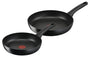 Tefal Hard Titanium On Induktionspfannenset - 24+28cm: Schwarze, runde Pfannen mit Titanium-Antihaft für robustes Braten auf Induktionsherden.