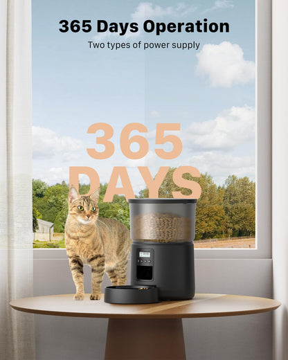 BEMOONY Futterautomat Katze 5L mit Timer und Aufnahmefunktion, schwarz