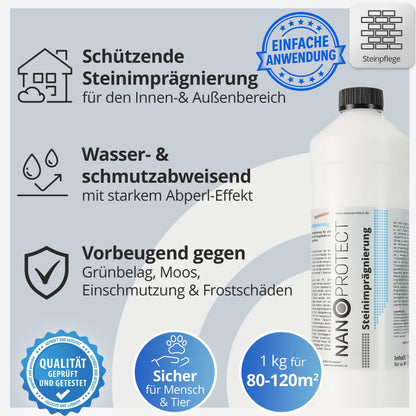 Nanoprotect Steinimprägnierung Konzentrat 1 kg für ca. 80-120 m²