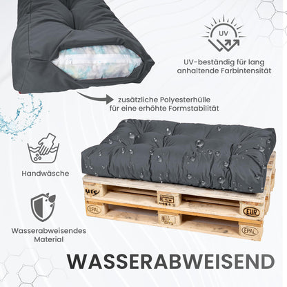 TexDeko Garden Palettenkissen Set 7-tlg., 120 x 80 cm, Anthrazit