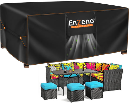 Enzeno Gartenmöbel Abdeckung 250x150x90 cm, 420D Oxford wasserdicht – rechteckige Schutzhülle für Gartentisch