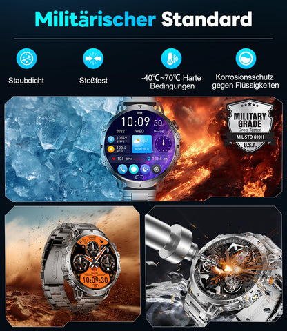 LIGE EF13-E Smartwatch Herren, 1000 mAh, 1,85-Zoll-HD-Display, IP68