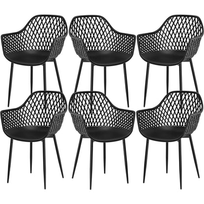 buybyroom Gartenstuhl 6er Set mit Armlehne, bis 120 kg, Schwarz – Outdoor Stühle für Garten und Terrasse