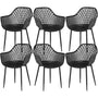 buybyroom Gartenstuhl 6er Set mit Armlehne, bis 120 kg, Schwarz – Outdoor Stühle für Garten und Terrasse