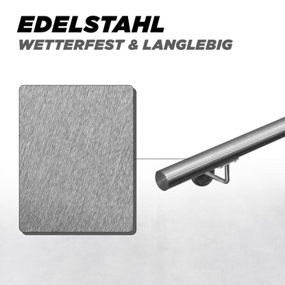 V2Aox Handlauf Treppengeländer Edelstahl rostfrei, 200 cm, Ø 42 mm