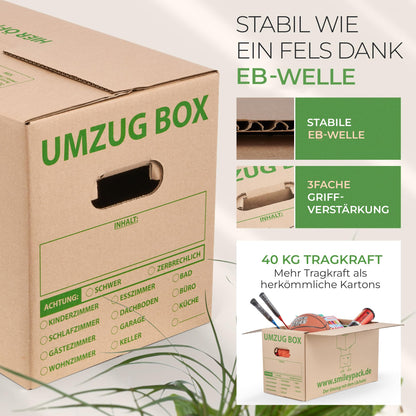 smiley pack PROFI Umzugskartons 620 x 300 x 330 mm, 50 Stück