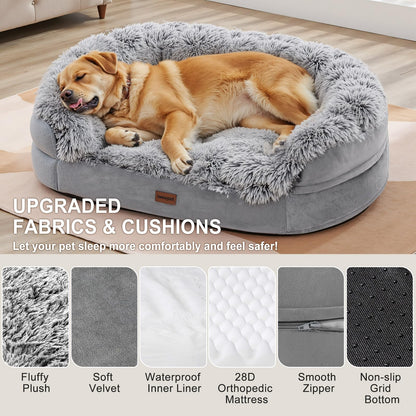 Gimars Orthopädisches Hundebett für Grosse Hunde XL Halbrund