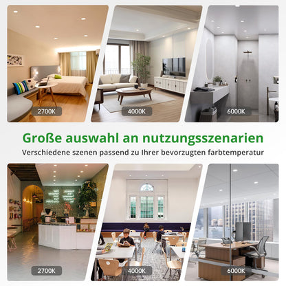HOMEOW LED Einbaustrahler 20er Set, 7W 230V, 3 Farbtemperaturen, IP44