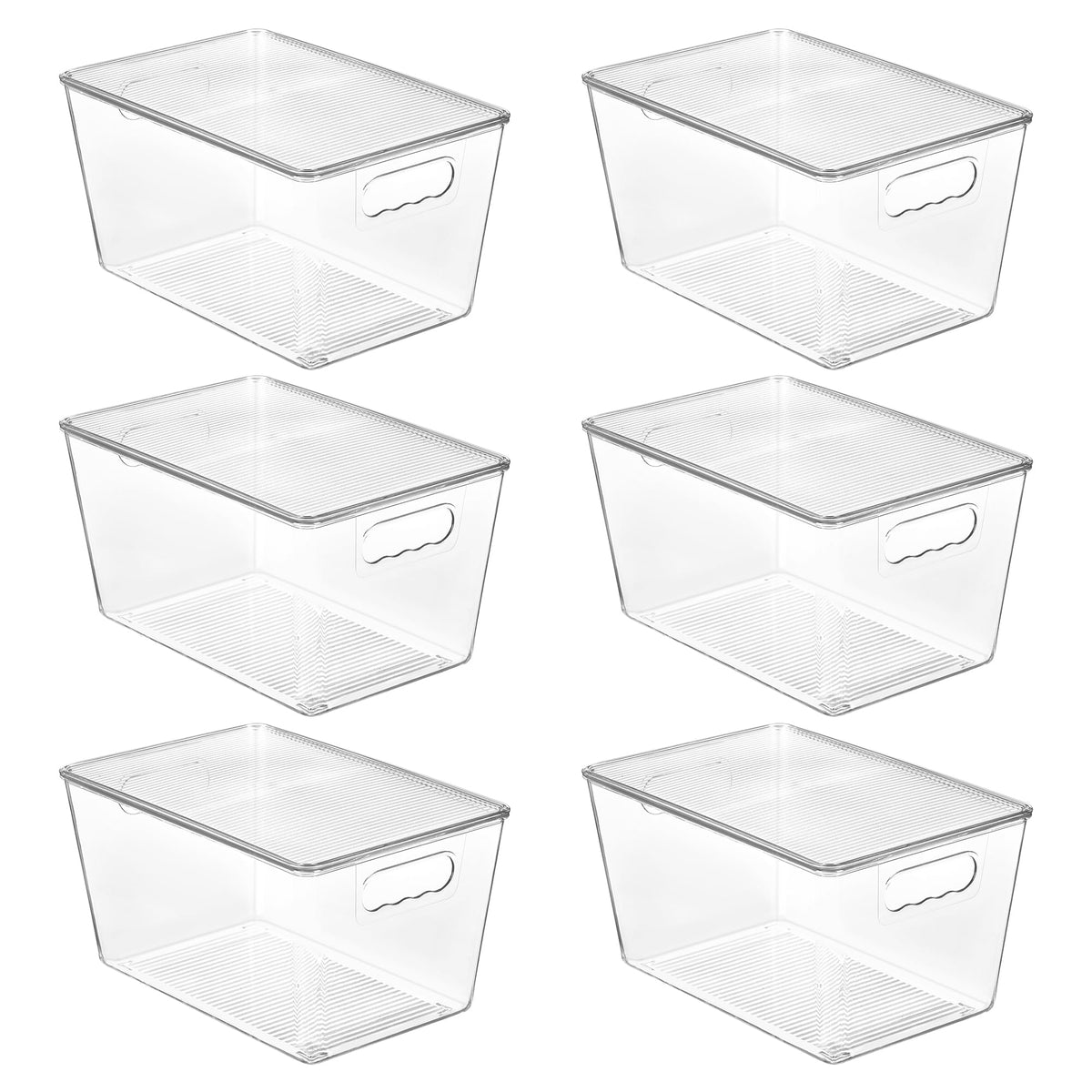 Vtopmart Aufbewahrungsboxen mit Deckel, 6 Stück, transparent, Grösse L – Kunststoffboxen mit Tragegriffen