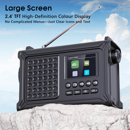 Mesqool Kurbelradio DAB+/UKW Solar Notfallradio mit Powerbank 1030DAB