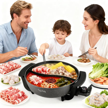 Food Party Elektrischer Hot Pot 6L, 1200W, doppelseitig mit Deckel