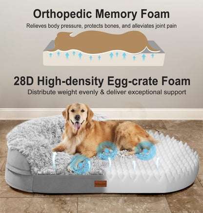 Gimars Orthopädisches Hundebett für Grosse Hunde XL Halbrund