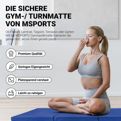 MSPORTS Turnmatte Premium klappbar – Blau 190x80x5 cm