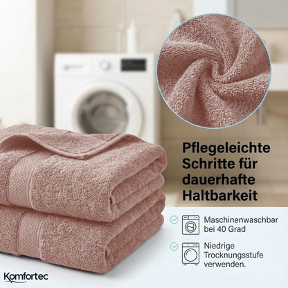 Komfortec Handtuch-Set 8-teilig, Baumwolle Frottee, Anthrazit/Rosa
