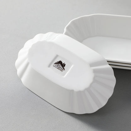 MALACASA Regular Pommesschälen 8er Set Porzellan Cremeweiss 360 ml