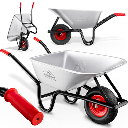 GARDEBRUK® Schubkarre Garten Bauschubkarre – 100L verzinkt Luftreifen. Zum Transport von Garten- und Baumaterial.