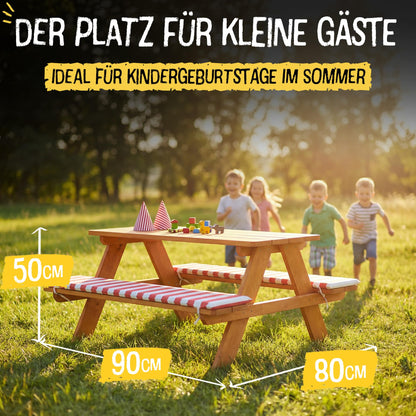 FRIEDO Kindersitzgruppe aus Holz mit Sitzkissen für Garten