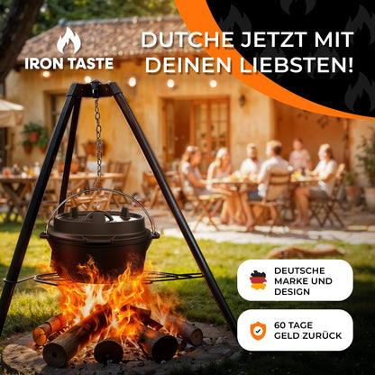 IRON TASTE Dutch Oven Set 12L gusseiserner Feuertopf mit Deckelheber