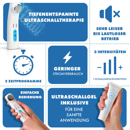 Sanicur Ultraschall-Schmerztherapiegerät mit Ultraschallgel, 3 Stufen