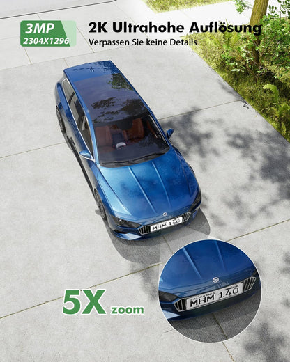 YESYAMO 2K Überwachungskamera Aussen mit Akku, Solarpanel, Pan/Tilt