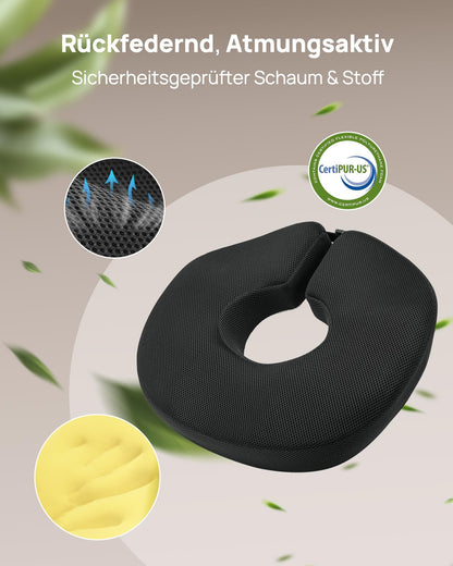 Feagar Sitzkissen – orthopädischer Sitzring mit Memory-Schaum