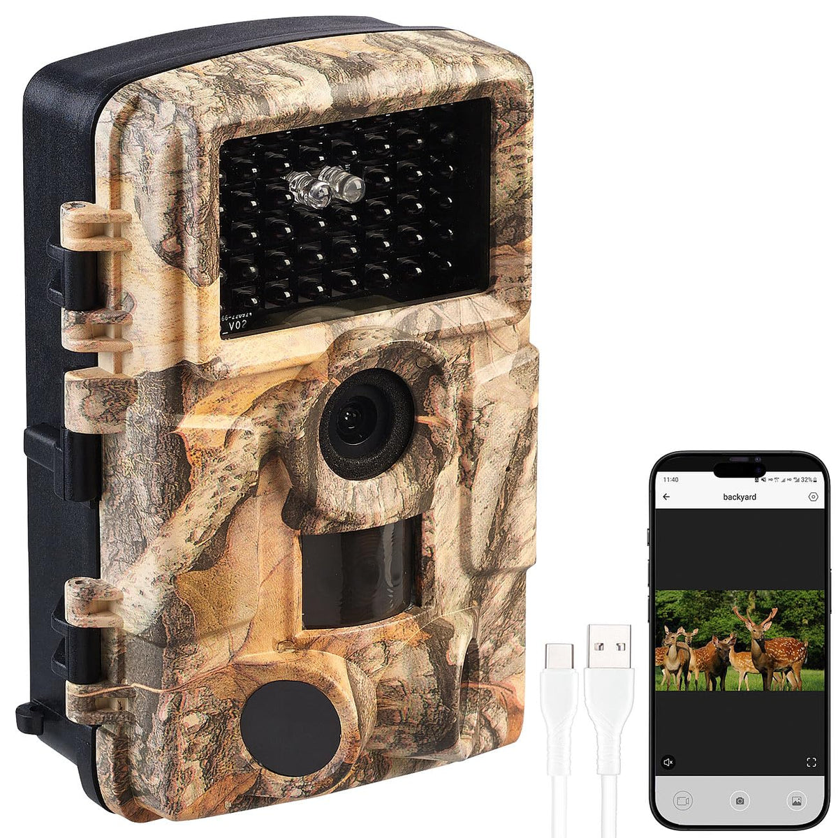 VisorTech Wildkamera WK-605.app mit WLAN, Full HD und Nachtsicht, wetterfest nach IP66