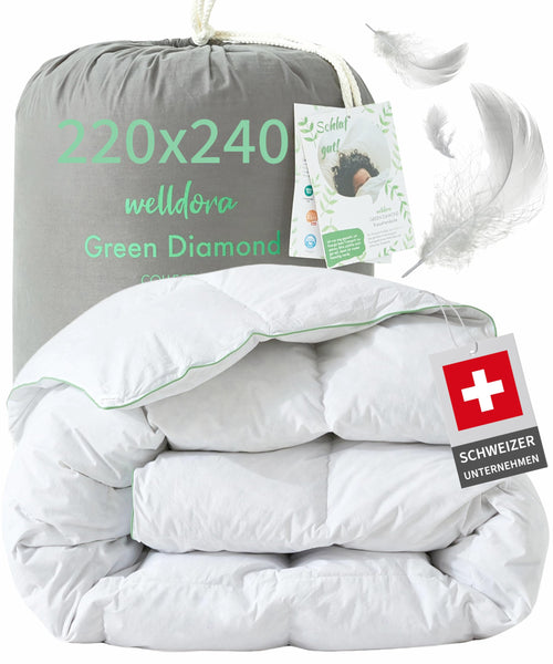 Welldora Komfort Daunendecke 220x240 - Federn & Daunen, weiße Kammersteg-Decke für warmen Schlafkomfort.