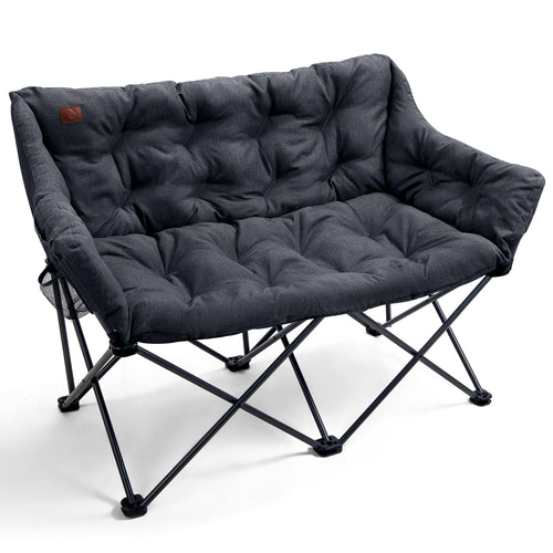 EVER ADVANCED Campingstuhl Faltsofa 2-Sitzer XXL - Schwarz, schwarzes, faltbares 2-Sitzer-Sofa für zwei Personen. Bietet komfortable Outdoor-Sitzgelegenheit.