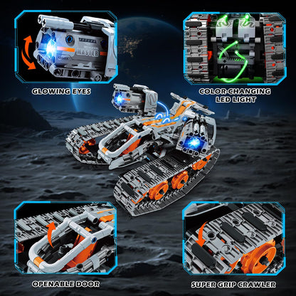HiWEEGO Technik Roboter Bausatz 5-in-1 mit LED, RC und App