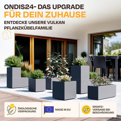 Ondis24 Vulkan Pierre 50 Pflanzkübel Schiefer Optik - Anthrazit