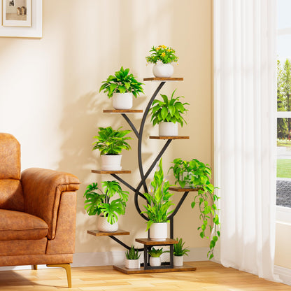 BACEKOLL Pflanzenregal mit Wachstumslicht, 8 Ebenen, 126 cm, Schwarz