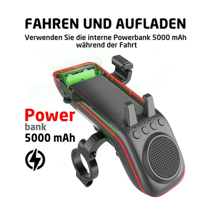 UPPEL Fahrrad Handyhalterung mit Bluetooth Lautsprecher und Powerbank