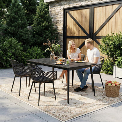 buybyroom Gartenstuhl 6er Set mit Armlehne, bis 120 kg, Schwarz