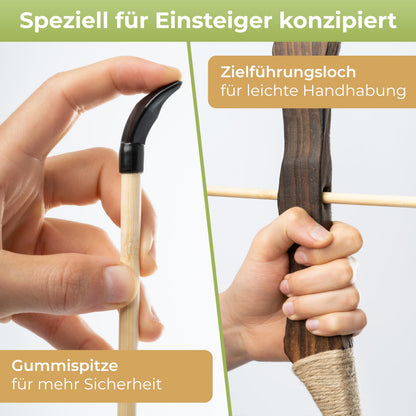 BOWRILLA Pfeil und Bogen Set für Kinder mit 10 Pfeilen und Köcher
