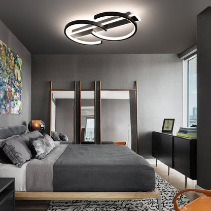 LUOLONG LED Deckenleuchte dimmbar, 2-Ring, 35 W, schwarz, 40 cm