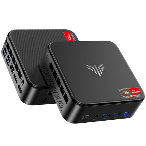 NiPoGi E3B Mini PC - AMD Ryzen 7 7730U, 16GB/512GB. Kompakter, schwarzer Computer für Office, Multimedia und Heimnutzung.