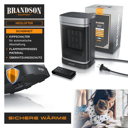 Brandson Keramik-Heizlüfter 1500 W mit Fernbedienung und ECO-Modus