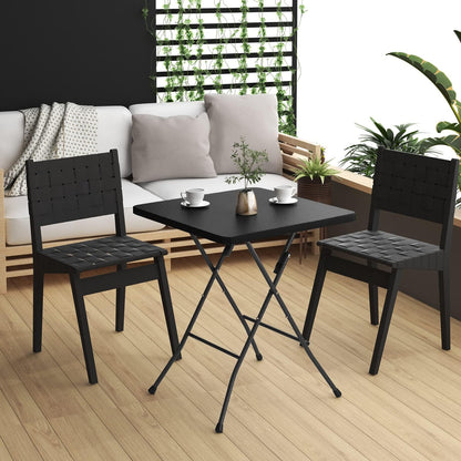 eSituro Klapptisch Gartentisch Balkontisch, Rattanoptik, schwarz