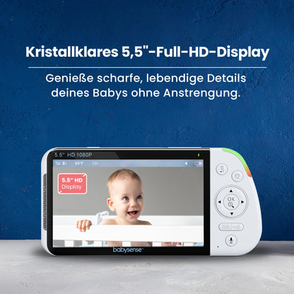Babysense Babyphone mit 2 Kameras, Full HD Split-Screen, Nachtlicht