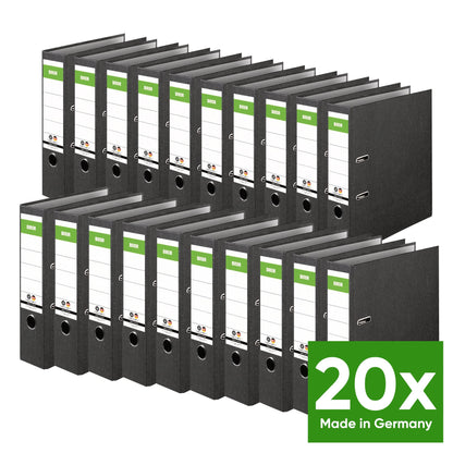 DINOR Recycling-Aktenordner Wolkenmarmor DIN A4 8 cm schwarz 20er-Pack