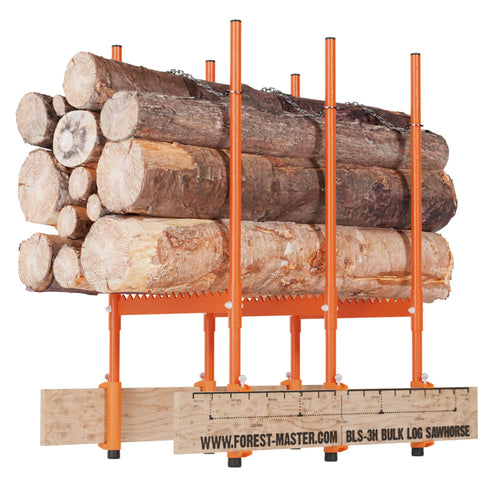 Forest master Mehrfachholzhalter Sägebock H3 - 250kg Holzstützen: Robuste Metallkonstruktion mit mehreren Auflagen für sicheres Sägen von Holz.