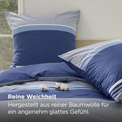 BEDSURE Wendebettwäsche 135x200 cm 4-teilig, Baumwolle Blau