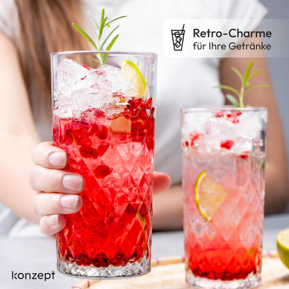 Konzept 11 Trinkgläser Set 12-teilig, 300 ml, transparent geriffelt