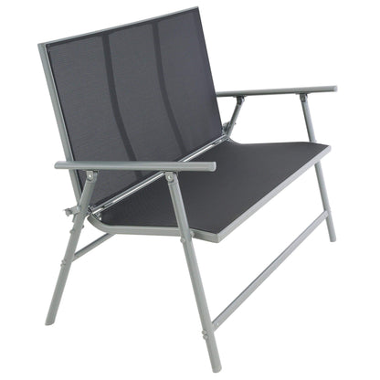 NEXOS Gartenbank 2-Sitzer, Textilene Grau, Aluminium Hellgrau