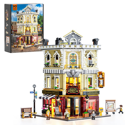 Funwhole Antiquitätengeschäft LED Bausteinset – 2847 Teile F9033. Beleuchtetes Gebäudemodell zum Modellbau und zur Dekoration.