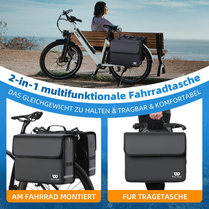 XIQI Gepäckträgertasche Doppeltasche 36L wasserdicht Grau