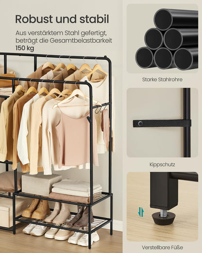 SONGMICS Kleiderständer HSR182B01, offener Kleiderschrank, schwarz