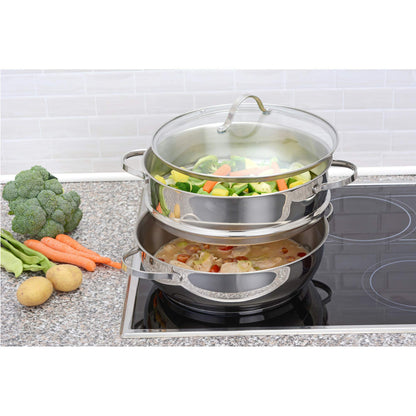 GRÄWE Dampftopf 28 cm mit Dampfeinsatz und Glasdeckel