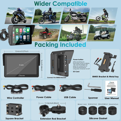 Carpuride W502S Pro Motorrad-Navigationsgerät mit CarPlay, 5 Zoll
